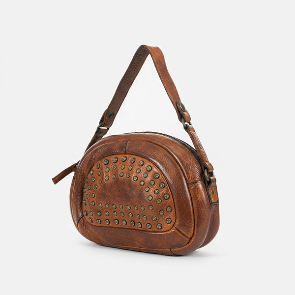 SWC167 Studded Arc Flap Shoulder Bag