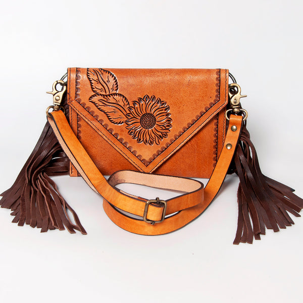 ADBGA168 American Darling Hand Tooled Floral Carved Genuine Leather Envelope Bag