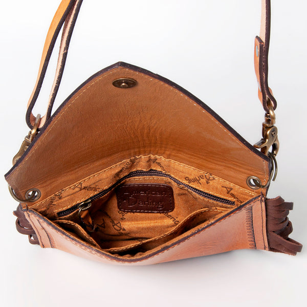 ADBGA168 American Darling Hand Tooled Floral Carved Genuine Leather Envelope Bag
