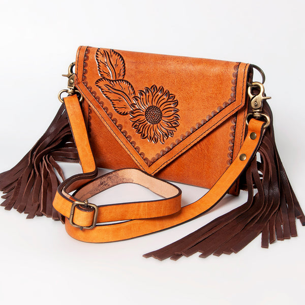 ADBGA168 American Darling Hand Tooled Floral Carved Genuine Leather Envelope Bag