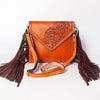 ADBGA170 American Darling Hand Tooled Genuine Leather Envelope Bag with Fringes