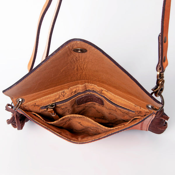 ADBGA170 American Darling Hand Tooled Genuine Leather Envelope Bag with Fringes