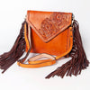 ADBGA170 American Darling Hand Tooled Genuine Leather Envelope Bag with Fringes
