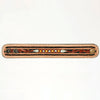 LC-ADBRF150 Hand Tooled Leather Cuff Bracelet - Floral Scroll with Color Dot Inlay & Braided Edge