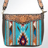 ADBGA173 American Darling Western Tooled Leather Serape Pattern Crossbody Shoulder Bag