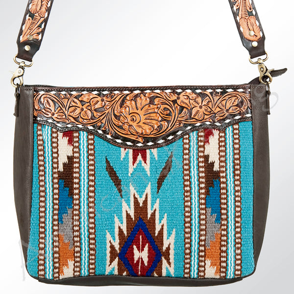 ADBGA173 American Darling Western Tooled Leather Serape Pattern Crossbody Shoulder Bag