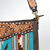 ADBGA173 American Darling Western Tooled Leather Serape Pattern Crossbody Shoulder Bag