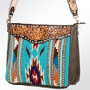 ADBGA173 American Darling Western Tooled Leather Serape Pattern Crossbody Shoulder Bag