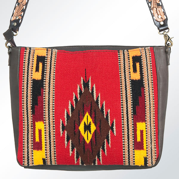 ADBGA174 American Darling Western Tooled Leather Aztec Pattern Crossbody Shoulder Bag