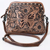 ADBG665 American Darling Hand Tooled Butterfly Floral Western Leather Small Cross body Bag