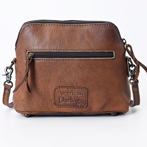 ADBG665 American Darling Hand Tooled Butterfly Floral Western Leather Small Cross body Bag