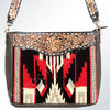 ADBGA175 American Darling Handcrafted Floral Tooled Leather Kilim Crossbody Purse