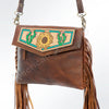 ADBGA176 American Darling Hand Tooled Floral Carved Leather Fringe Envelope Bag