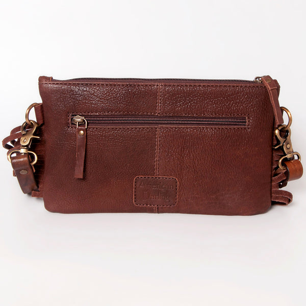 ADBGA177 American Darling Hand Tooled Sunflower Carved Leather Fringe Small Crossbody Bag