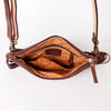 ADBGA177 American Darling Hand Tooled Sunflower Carved Leather Fringe Small Crossbody Bag