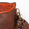 ADBGA177 American Darling Hand Tooled Sunflower Carved Leather Fringe Small Crossbody Bag