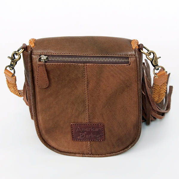 ADBGD134 American Darling Handcrafted Leather Cross body Bag with Long Fringes & Braided Trim