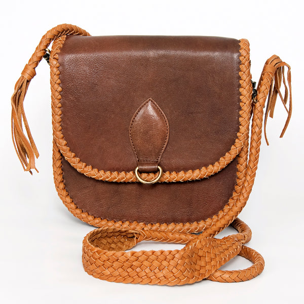 ADBGD136 American Darling Handcrafted Leather Cross body Bag with Artisan Braided Trim