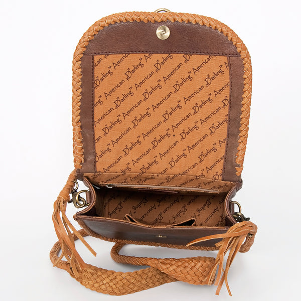 ADBGD136 American Darling Handcrafted Leather Cross body Bag with Artisan Braided Trim
