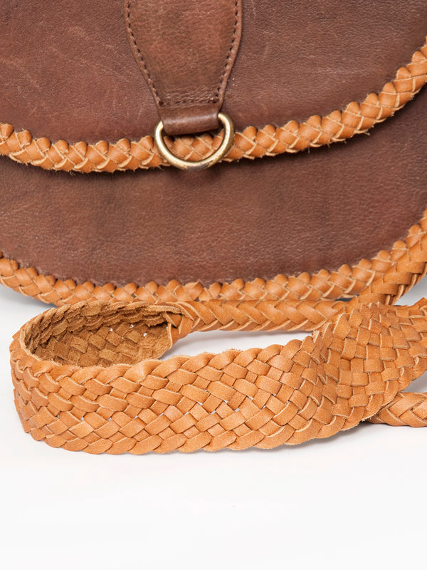 ADBGD136 American Darling Handcrafted Leather Cross body Bag with Artisan Braided Trim