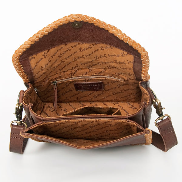 ADBGD137 American Darling Handcrafted Leather Envelope Bag with Artisan Braided Trim
