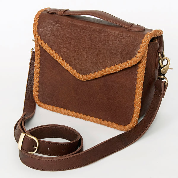 ADBGD137 American Darling Handcrafted Leather Envelope Bag with Artisan Braided Trim