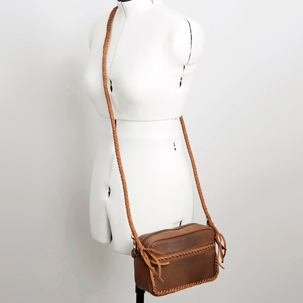 ADBGD138 American Darling Handcrafted Leather Small Cross body Bag with Artisan Braided Trim