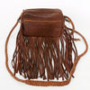 ADBGD139 American Darling Handcrafted Leather Crossbody Bag with Fringes & Braided Trim