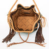 ADBGD140 American Darling Handcrafted Leather Bucket bag with Fringes & Braided Drawstring