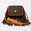 ADBGD141 American Darling Handcrafted Leather Cross body Bag with Stone & Long Fringes