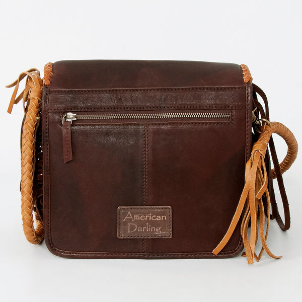 ADBGD141 American Darling Handcrafted Leather Cross body Bag with Stone & Long Fringes