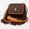ADBGD141 American Darling Handcrafted Leather Cross body Bag with Stone & Long Fringes