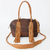 ADBGD144 American Darling Handcrafted Leather Speedy Bag with Braided Handles & Fringes