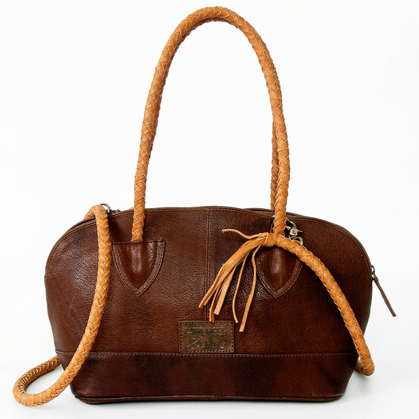 ADBGD144 American Darling Handcrafted Leather Speedy Bag with Braided Handles & Fringes