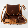ADBGD145 American Darling Western Leather Fringed Cross body Bag - Handcrafted Braided Leather Purse