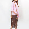 ADBGD145 American Darling Western Leather Fringed Cross body Bag - Handcrafted Braided Leather Purse