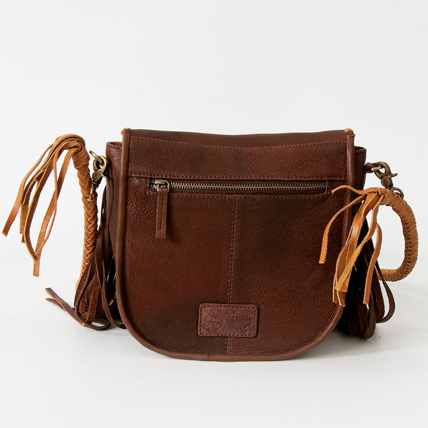 ADBGD145 American Darling Western Leather Fringed Cross body Bag - Handcrafted Braided Leather Purse