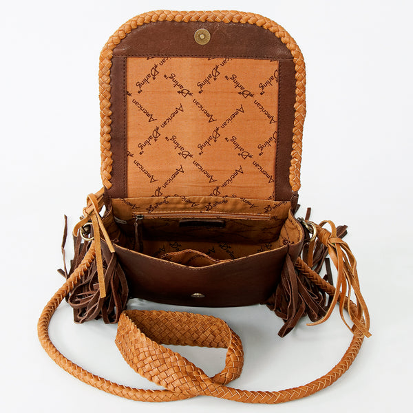 ADBGD145 American Darling Western Leather Fringed Cross body Bag - Handcrafted Braided Leather Purse
