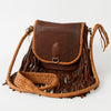 ADBGD145 American Darling Western Leather Fringed Cross body Bag - Handcrafted Braided Leather Purse