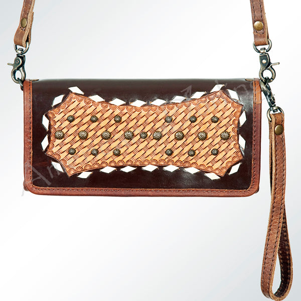 ADBG486 American Darling Hand Tooled Floral Leather Western Crossbody Bag
