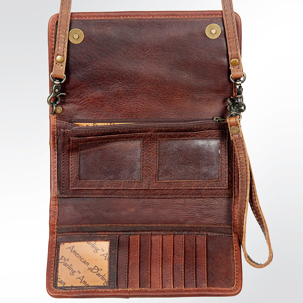 ADBG486 American Darling Hand Tooled Floral Leather Western Crossbody Bag