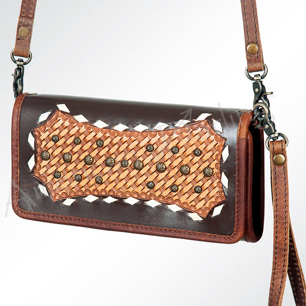ADBG486 American Darling Hand Tooled Floral Leather Western Crossbody Bag