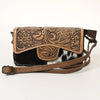 ADBG681 American Darling Hand-Tooled Western Leather Hair-On Hide Wallet Crossbody Bag