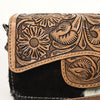 ADBG681 American Darling Hand-Tooled Western Leather Hair-On Hide Wallet Crossbody Bag