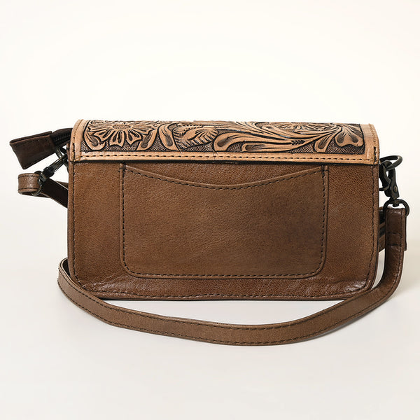 ADBG681 American Darling Hand-Tooled Western Leather Hair-On Hide Wallet Crossbody Bag