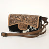 ADBG681 American Darling Hand-Tooled Western Leather Hair-On Hide Wallet Crossbody Bag