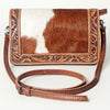 ADBG683 American Darling Hand Tooled Floral & Hair-On Cowhide Western Leather Crossbody Bag