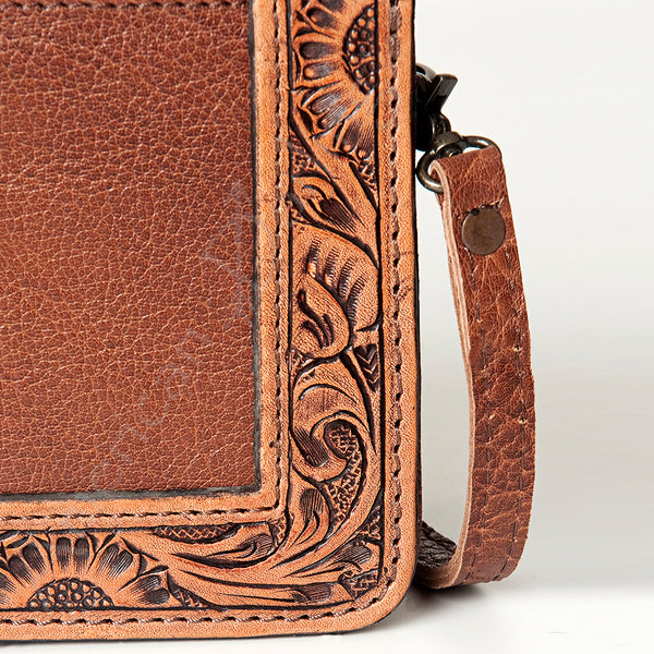 ADBG683 American Darling Hand Tooled Floral & Hair-On Cowhide Western Leather Crossbody Bag