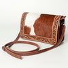 ADBG683 American Darling Hand Tooled Floral & Hair-On Cowhide Western Leather Crossbody Bag