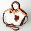 ADBG689B Western Hair On Leather Tote Bag with Wooden Handles American Darling Handcrafted Shoulder Bag
